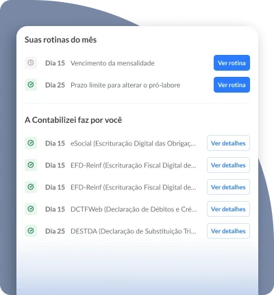 Lista de obrigações do mês que a Contabilizei faz por você